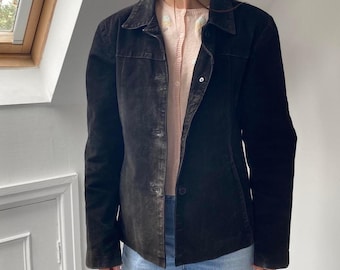 Women Vintage Suede Leather Jacket | 70s Brown Suede Jacket | Retro Soft Suede Blazer | Classic Suede Coat Women | Minimalist Winter Jacket