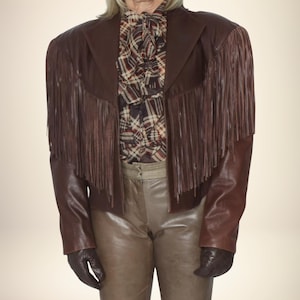 Vintage 70s Fringe Leather Jacket Women: Cropped Western Cowgirl Winter Jacket