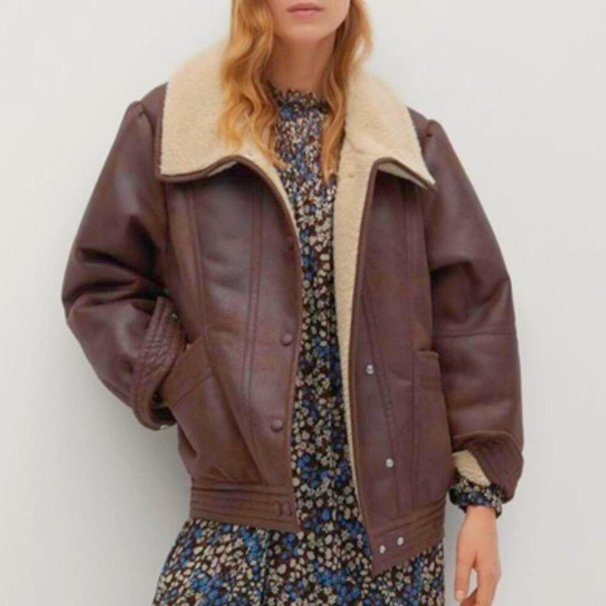 Women's B3 Bomber Shearling Jacket | Vintage Brown 90's Leather