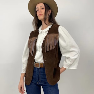 Vintage 70s Suede Fringe Vest For Women | Brown Western Steampunk Long Fringe Vest | Cowgirl Leather Fringe Festival Outfit |