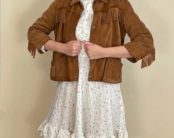 Vintage 70s Women's Fringe Jacket | Brown Cropped Suede Jacket | Western Style Tassel Jacket