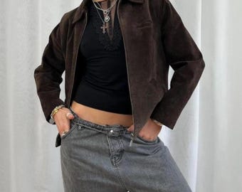 Women's Vintage Suede Jacket |70s Brown Suede Leather Jacket | Boho Style Western Jacket | Handmade Womens Jacket | Gift For Her