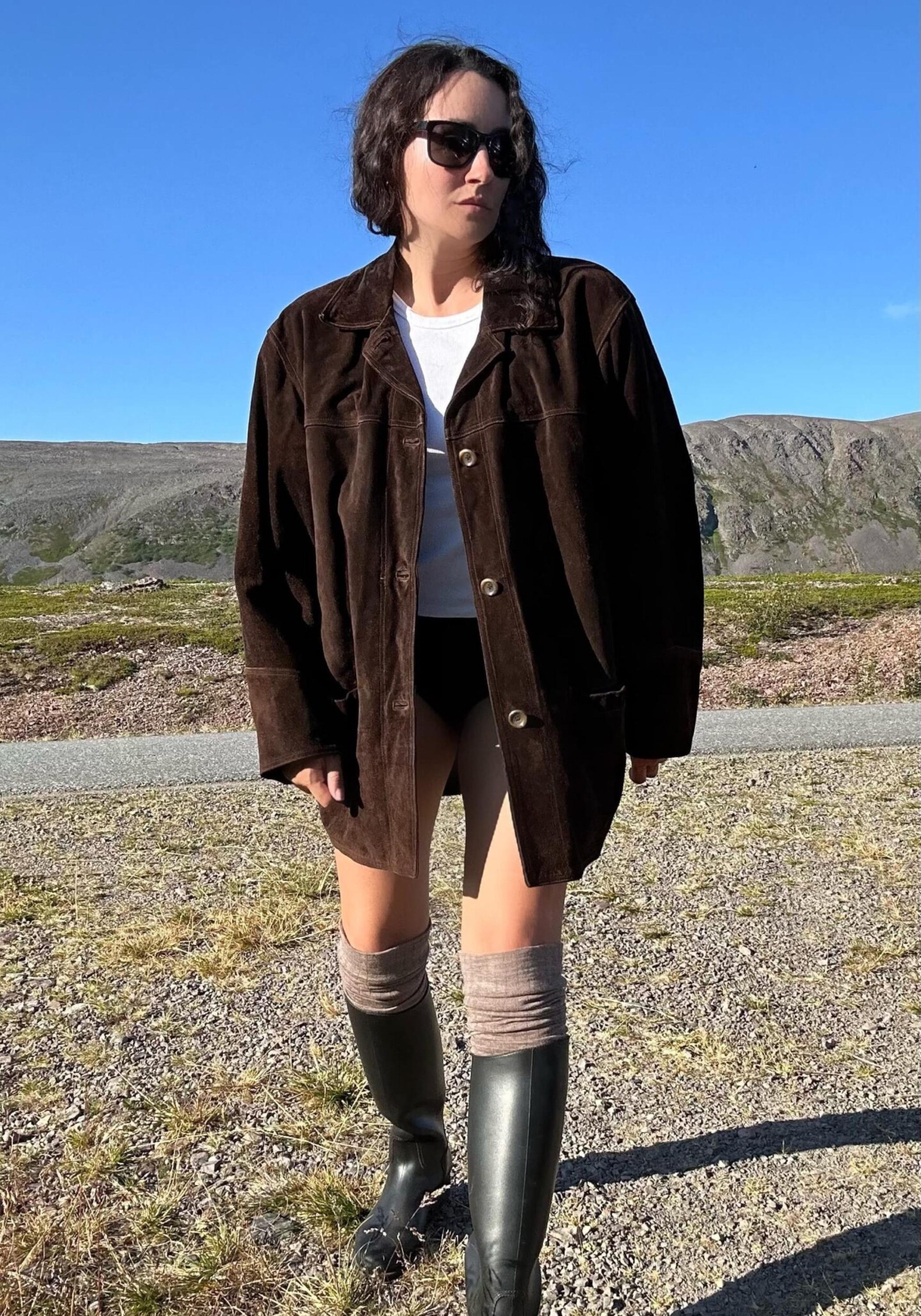 70s Borwn Women Suede Leather Jacket - Western Style Suede Jacket