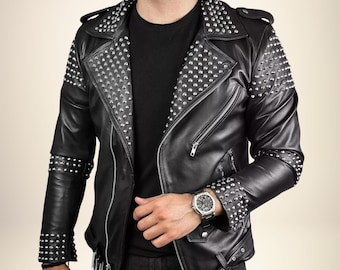 Stud homme Justice Leather Jacket ブラック Justice
