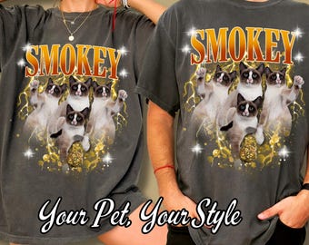 Comfort Colors Custom Pet Shirt, Personalized  Cat Shirt, Custom Photo Pet Tee, Bootleg Pet Shirt, Pet Memorial Gift, Cat Lover Shirt