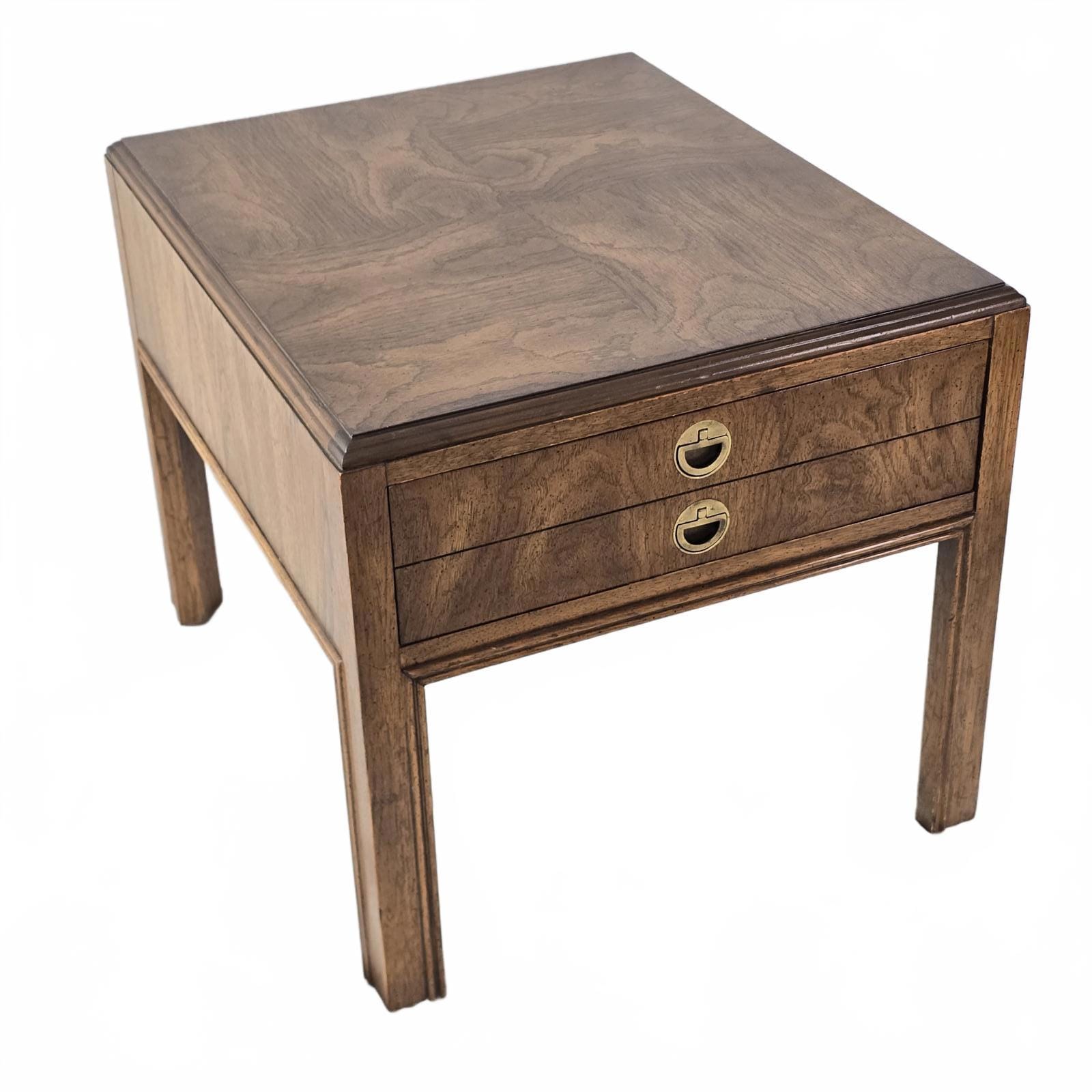 1980s Vintage Drexel Heritage Campaign Nightstand in Walnut and