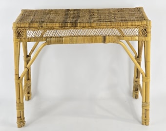 Vintage Bamboo and Rattan Vanity/Console Table