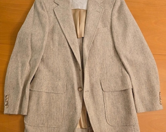 Vintage 70s Pierre Cardin Tan Blue Orange Striped Herringbone