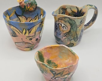 Vintage Toni Lawrence Mug, Cream and Sugar Set