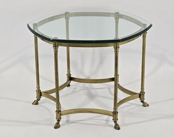 Lebarge Style Brass and Glass Side Table