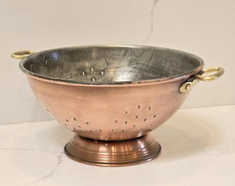 Vintage Bruno Waldow Copper Strainer with Pedestal Base