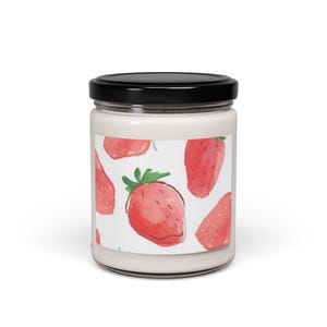 Strawberry Themed Soy Candle | Fresh Fruit Decor, Eco-Friendly Gift, Home Fragrance, Relaxation, Gift for Her