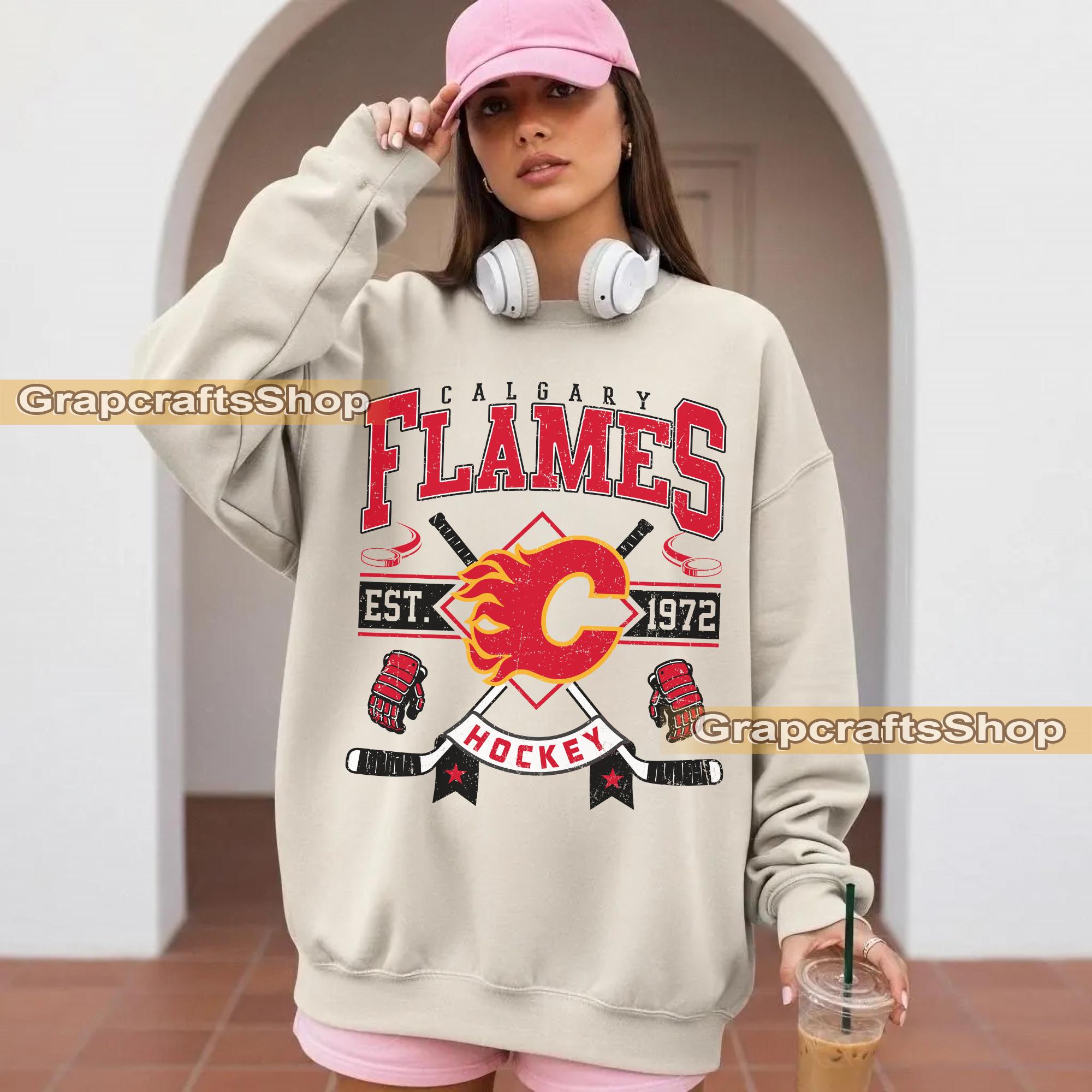 Casquette Vintage Rare Années 90 Calgary Flames - Grand Double Logo "Dominator PRO" - Neuf Avec étiquettes