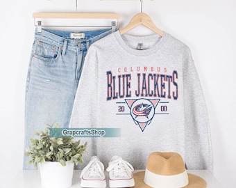 Columbus Blue Jackets-sweater met ronde hals, shirt vintage Blue Jackets, shirt Columbus Hockeyfan, hockey-T-shirt, sweater Blue Jackets