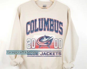 Columbus Blue Jackets-sweater met ronde hals, shirt vintage Blue Jackets, shirt Columbus Hockeyfan, hockey-T-shirt, sweater Blue Jackets