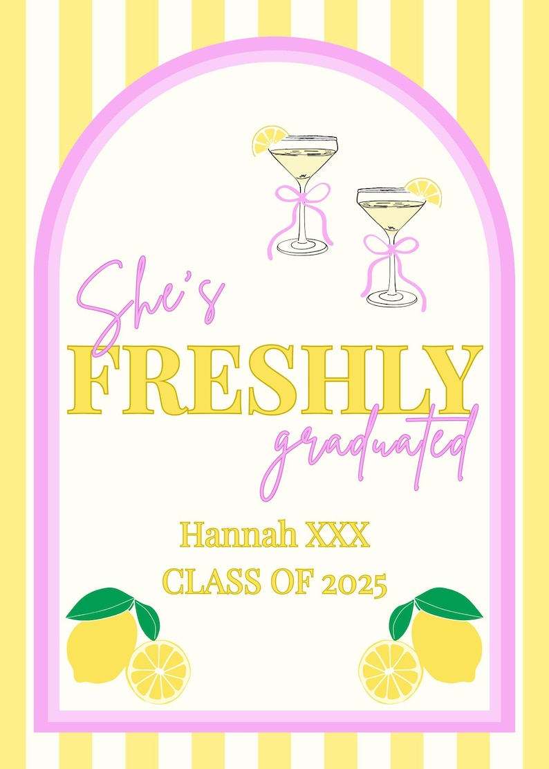 FRESHLY GRADUATED | Editable Graduation Sign Template Bundle | 5x7 ...
