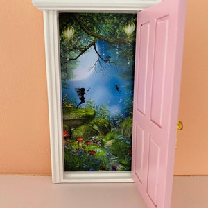 Pink wooden opening tooth fairy door miniature wooden door, opening or non-opening image 3