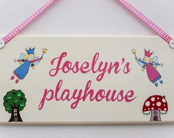 Children's handpainted fairy wooden door sign / name plaque