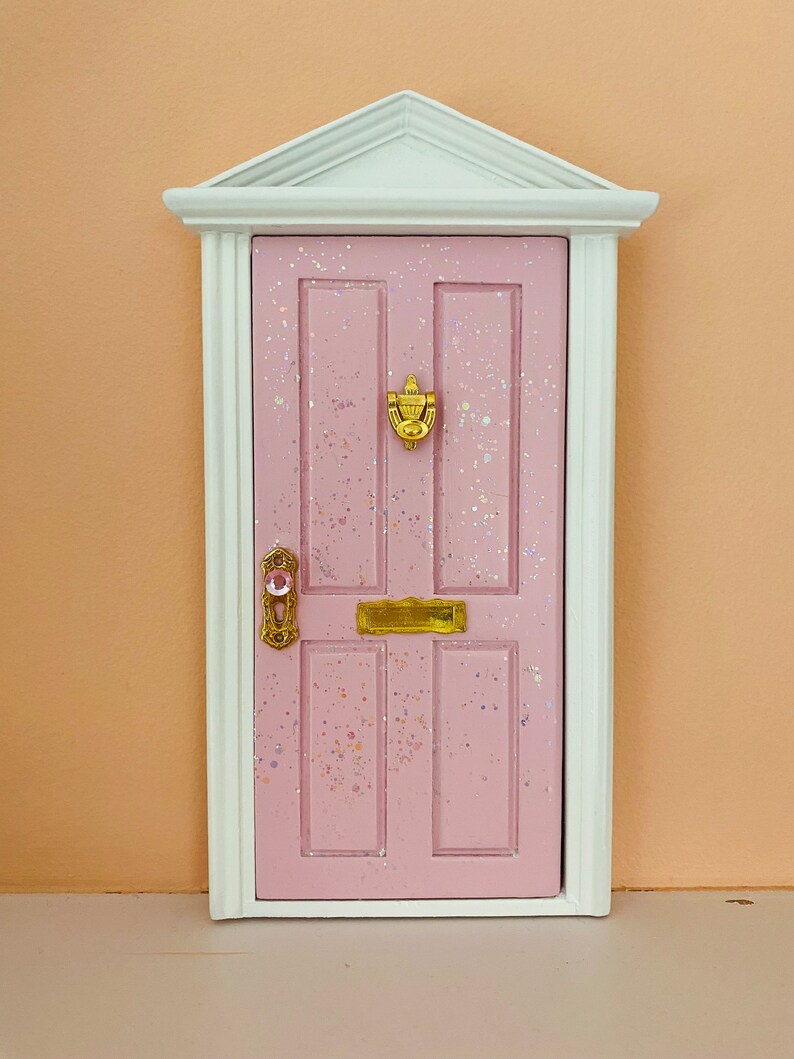 Pink wooden opening tooth fairy door miniature wooden door, opening or non-opening image 5