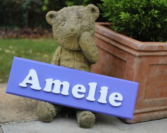 Kids wooden bedroom door sign in any colour
