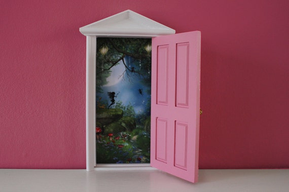 Pink Tooth Fairy Door With Tiny Key And Bottle Of Fairy Dust Opening Or Non Opening