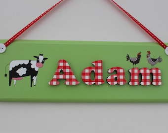 Farm animal wooden door sign