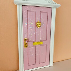 Pink wooden opening tooth fairy door miniature wooden door, opening or non-opening image 6