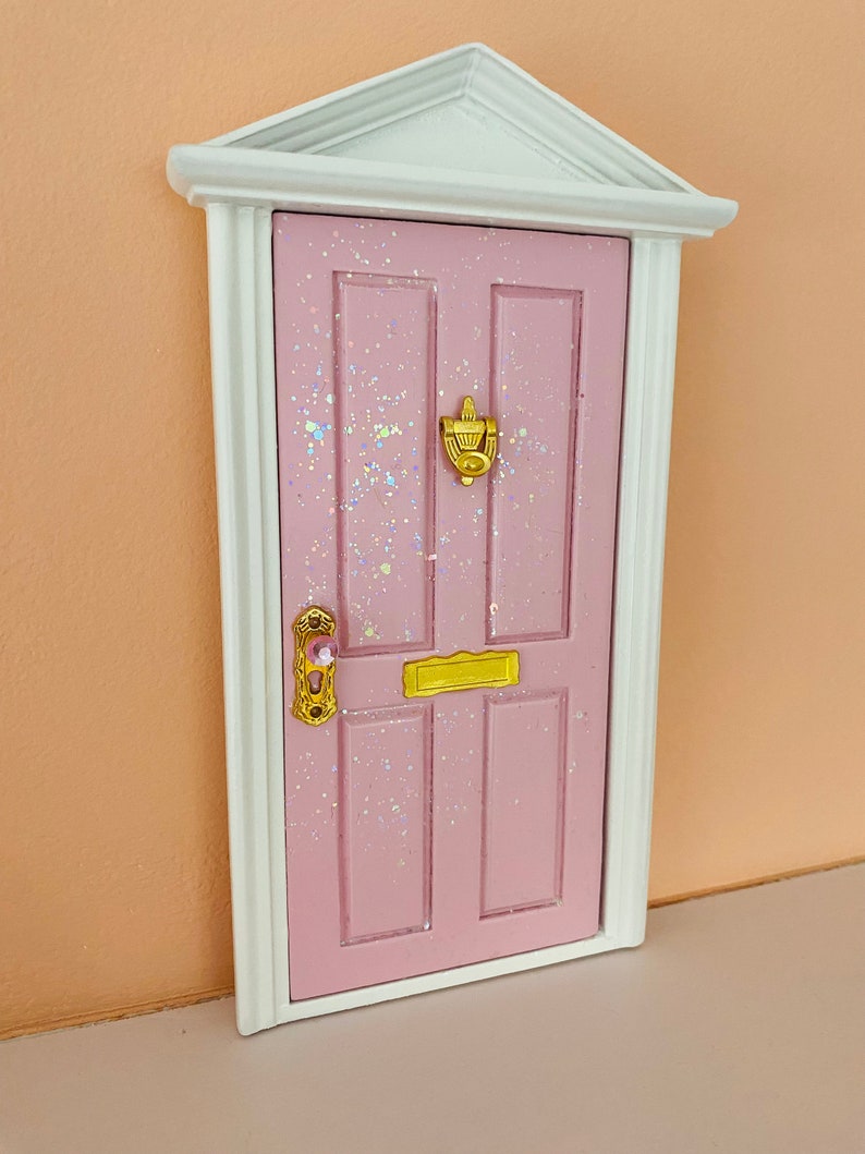 Pink wooden opening tooth fairy door miniature wooden door, opening or non-opening image 6