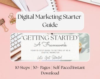 Digital Marketing Guide Printable | Side Hustle & Work From Home Starter Kit | Beginner-Friendly PDF Download