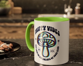 Trippy Vibes Mushroom Coffee Mug - Psychedelic Art