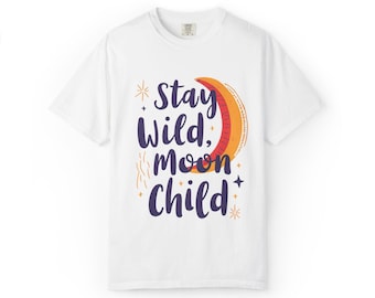 STAY WILD Moon Child – koszulka boho, prezent dla marzycieli, koszulka hipisowska