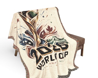 2026 World Cup Trophy Woven Blanket | Soccer Championship Throw