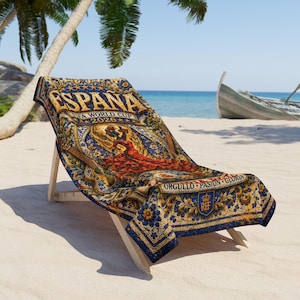 España La Furia Roja Mosaic Soccer Beach Towel | World Cup 2026 Spain