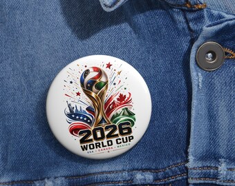 2026 World Cup Trophy Pin Button | Canada USA Mexico Soccer Tournament