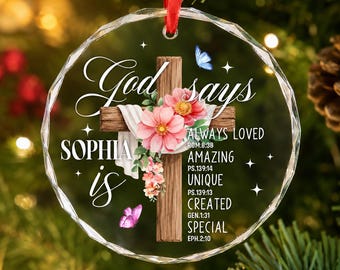 Personalized Bible Verse Christmas Ornament, Christian Ornament for Daughter, God Says You Are Gifts