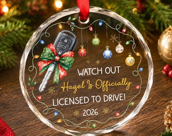 Personalized New Driver Ornament, Custom First Christmas as Driver Ornaments, Driving Test Gift Keepsake