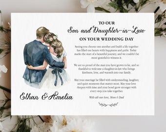 Personalized Wedding Gift for Son and Daughter-in-law, Newlywed Gifts from Parents, Custom Wedding Card