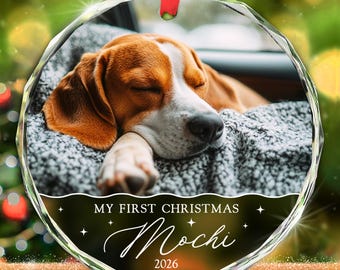 Personalized Dog First Christmas Ornament, New Puppy Adoption Gifts, Custom Pet Rescue Xmas Ornaments