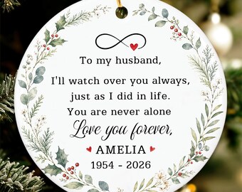 Personalized Wife Memorial Christmas Ornament, Honor Wife Loss Gift for Husband, Custom Sympathy Ornaments