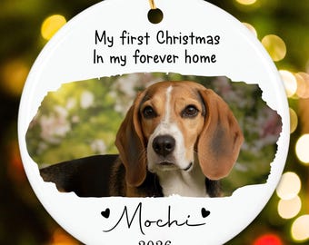 Personalized Dog First Christmas Ornament, New Puppy Adoption Gifts, Custom Pet Rescue Xmas Ornaments