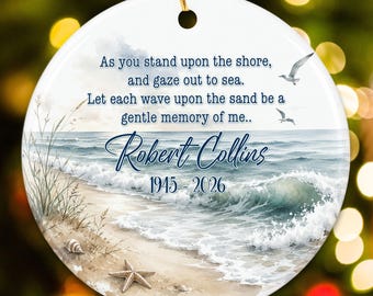 Personalized Memorial Christmas Ornament, In Loving Memory Ornaments, Custom Ocean Memorial Gifts, Sympathy Keepsake