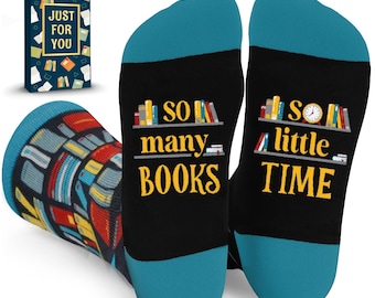 Regalos con temática de libros para lectores, bibliotecarios y profesores, calcetines divertidos para amantes de los libros, regalo de cumpleaños para mujeres y hombres.