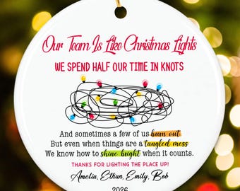 Personalized Funny Team Christmas Ornament, Work Team Xmas Gift for Coworkers Employees, Colleague Gifts