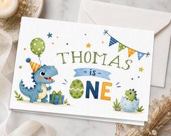 Birthday Cards for Him, Dinosaur Shark Themed Card, First Birthday Gifts for Son, Grandson, Nephew