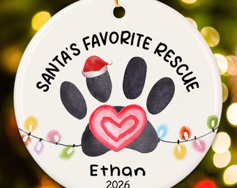 Personalized Pet Rescue Christmas Ornament, Pet Adoption Present for Foster Parents, Dog Rescuer Gift
