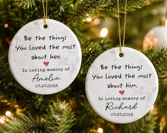 Personalized Memorial Christmas Ornament, Memorial Gifts for Loss of Her Him, Custom Sympathy Gift