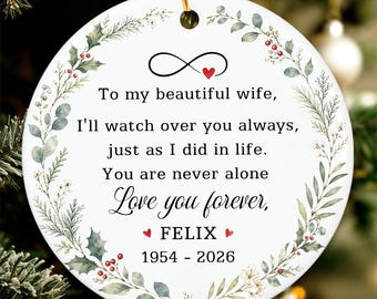 Personalized Husband Memorial Christmas Ornament, Husband Loss Gift for Wife, Custom Name Sympathy Ornaments