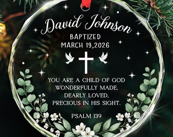 Personalized Baptism Christmas Ornament, Baby Girl Boy Christening Gift, Custom Name Date Baptized Ornaments