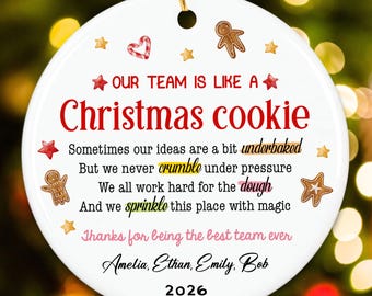 Personalized Funny Team Christmas Ornament, Work Team Xmas Gift for Coworkers Employees, Colleague Gifts