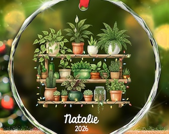 Personalized Gardening Christmas Ornament, Custom Gardeners Name Gift, Botanical Ornaments for Herb Plant Lovers